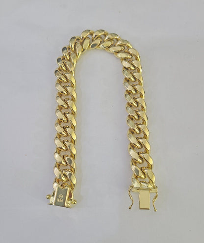 14K Miami Cuban Bracelet Yellow Gold Box Clasp 8" Inch 11mm Link
