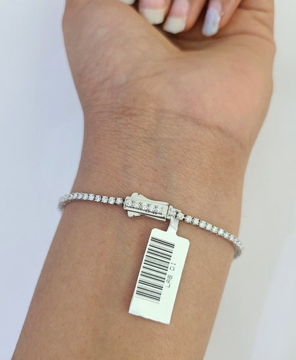 Sterling Silver Lab-Grown Diamond Bracelet Women Ladies 7 REAL Genuine 925