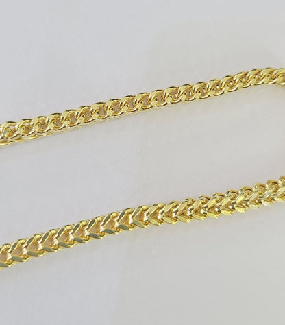 10k Franco Bracelet 4mm 8" Inch Yellow Gold Men Women Link Real 10kt
