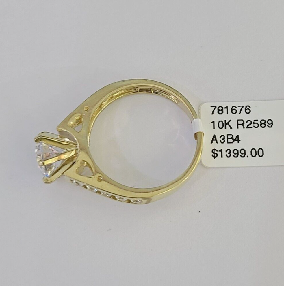 Real 10k Yellow Gold Ring Wedding Engagement Casual 10Kt Genuine All Sizes , For Ladies