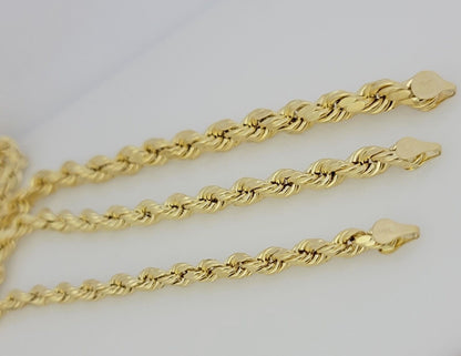 Real 10k Yellow Gold Chain Rope Necklace 6mm 7mm 8mm 20" 22" 24" 26" 28" 30" Men