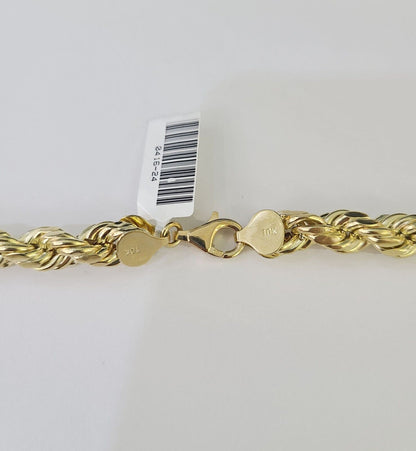 Real 10k Rope Chain Yellow Gold Necklace 8mm 18-28 Inch Mens 10kt