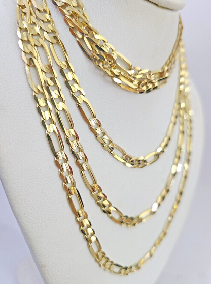 10K Solid Figaro Link Chain Necklace Yellow Gold 4.5mm 20" 22" 24" 10kt