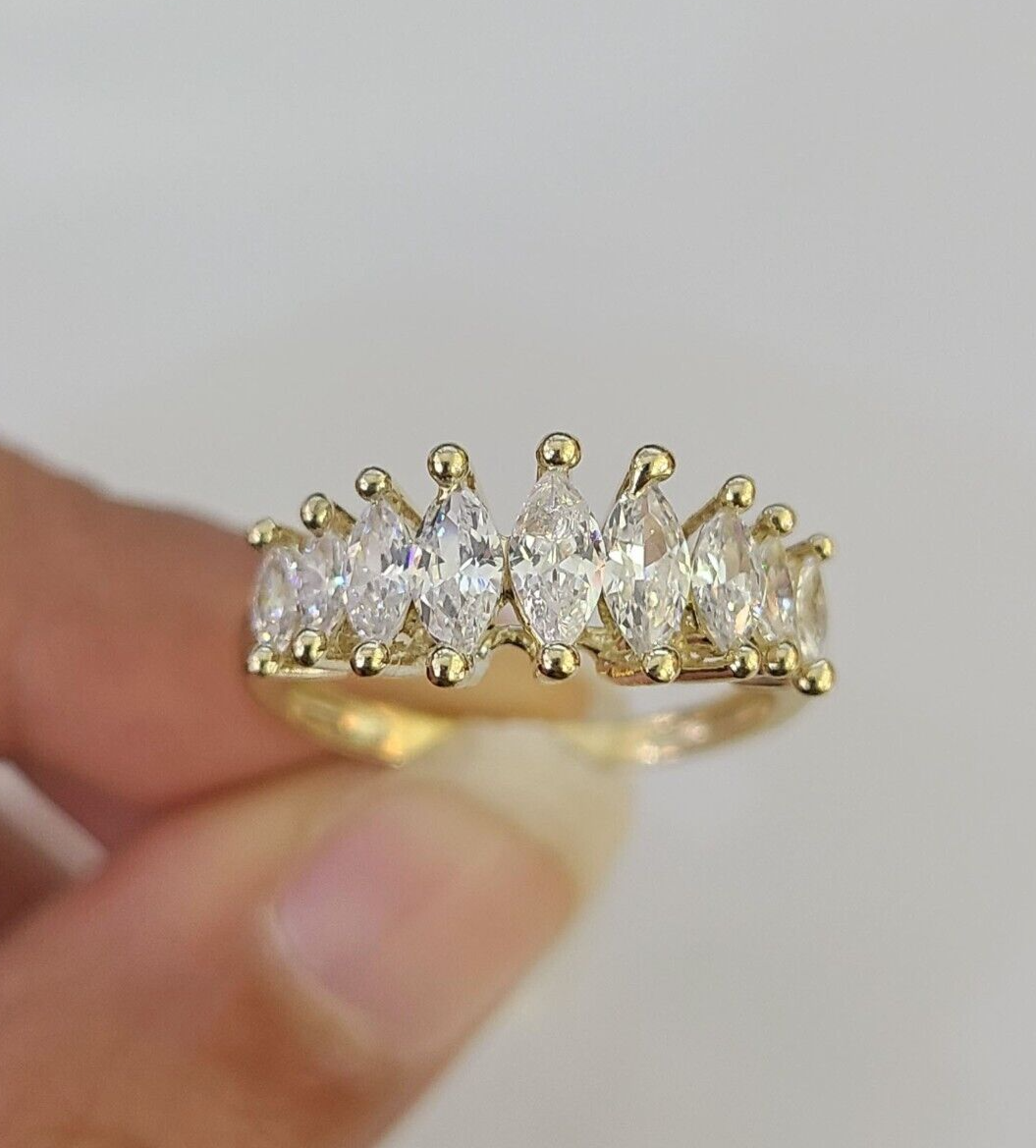 Real 10k Yellow Gold Ring With Stones For Ladies / Women 10Kt Genuine All Sizes