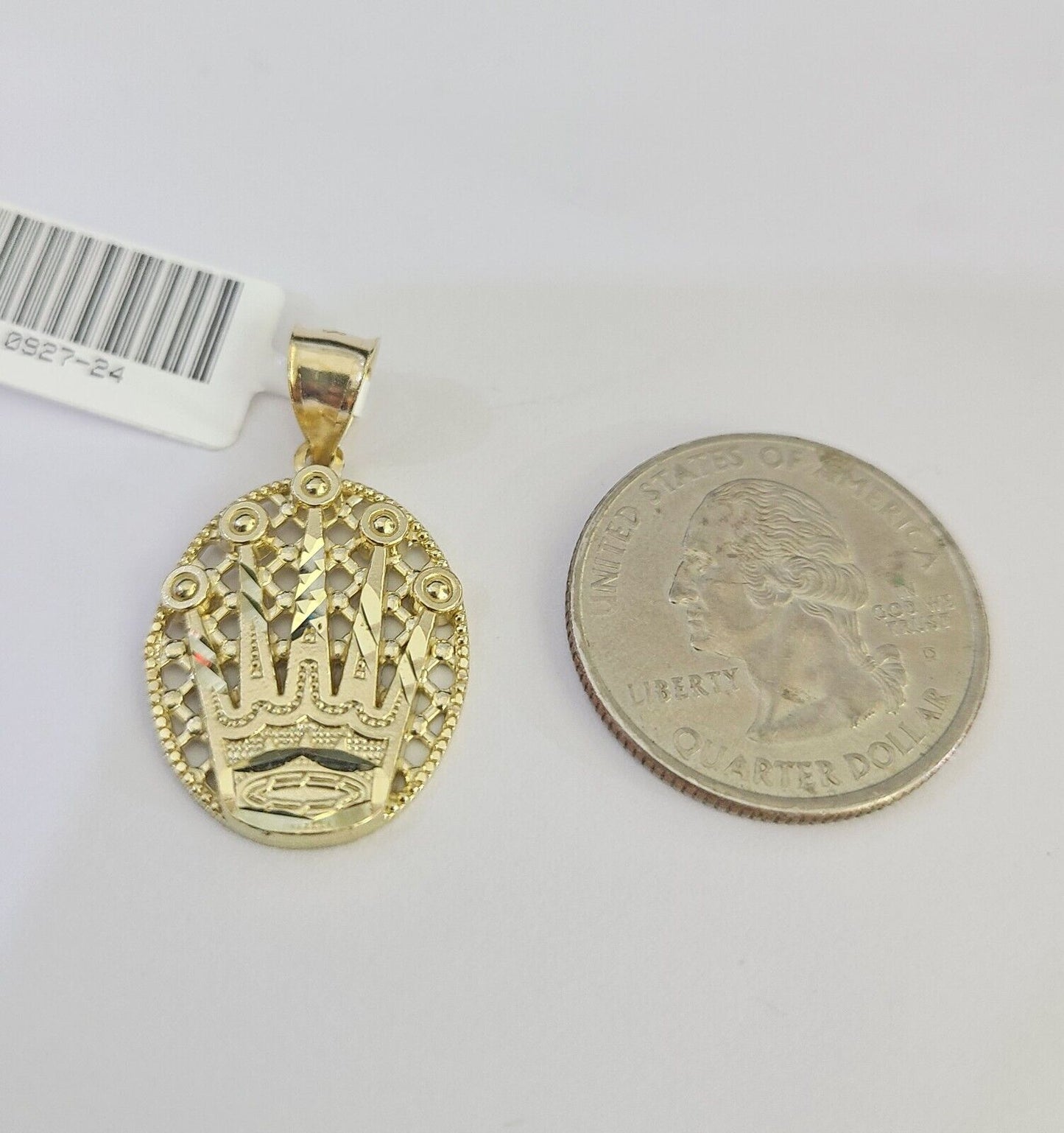 10k Solid Gold Cuban Curb Chain Crown Pendant 2.5mm 18"-26" SET Necklace