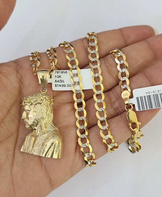 10k gold Jesus pendant flat lay