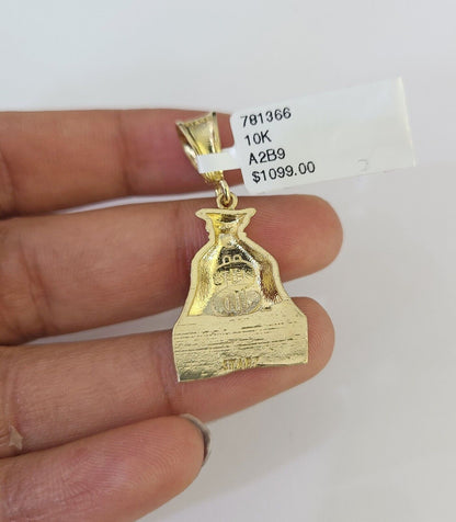 10K gold Franco chain necklace with “Everybody Eats” pendant charm by Reva Jeweler