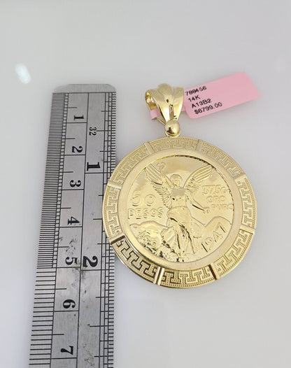 14K Gold Necklace Chain Mexican Coin Charm Turkish Byzantine 4mm 24" Pendant