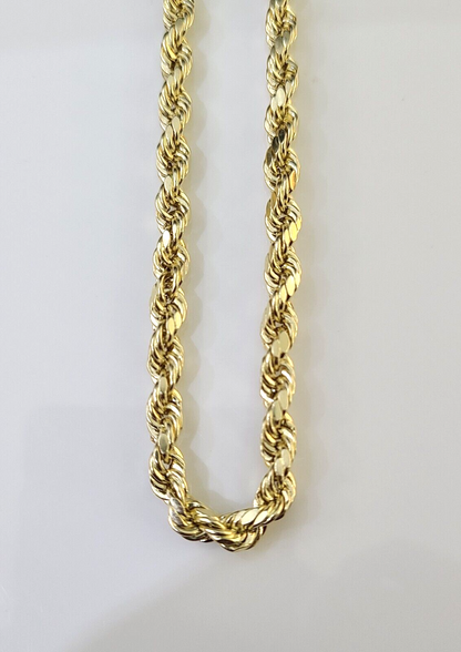 14K Yellow Gold 5mm Rope Chain 22" Diamond cut necklaceend Free Shipping