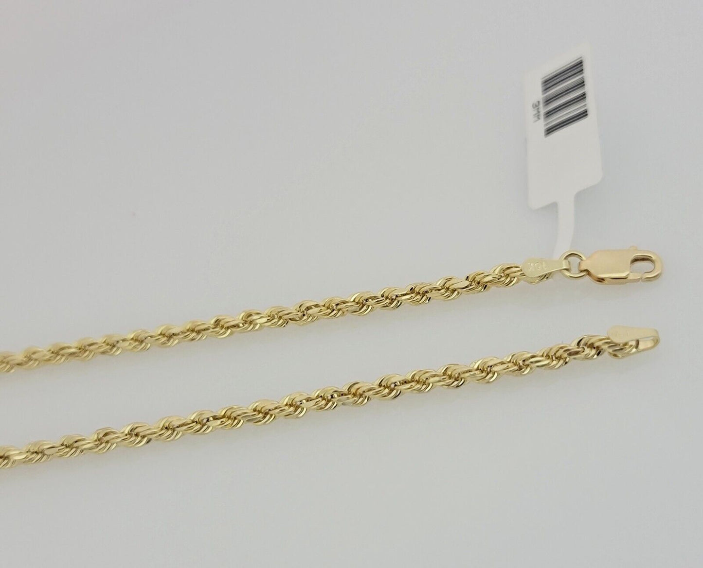 10K Yellow Gold Rope Chain Necklace 3mm 26 Inch REAL 10kt Diamond Cut For Mens