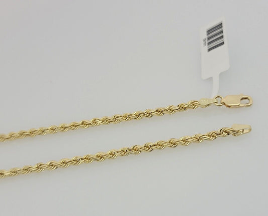 10K Yellow Gold Rope Chain Necklace 3mm 26 Inch REAL 10kt Diamond Cut For Mens