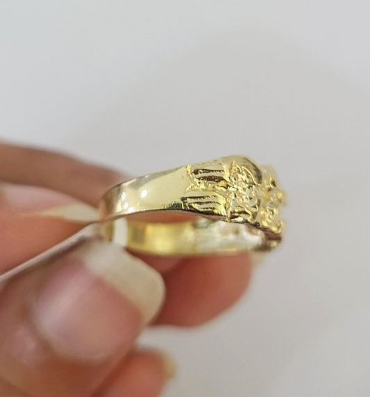 Real 10k Nugget Ring Yellow Gold Casual Ring 10kt Genuine All Sizes / Unisex