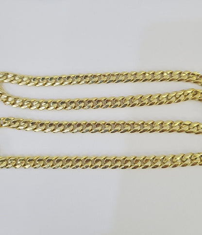 Real 14K Yellow Gold Miami Cuban chain Necklace 18 inch Choker 6mm Hollow
