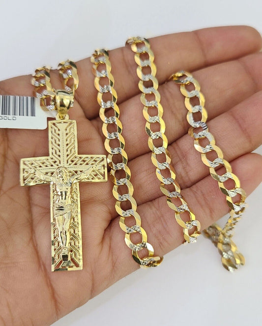 Flat lay of Jesus cross necklace