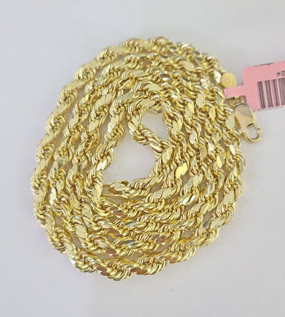 14K Yellow Gold Rope Chain Necklace – Real 14kt – 3mm to 6mm – 20" 22" 24" 26" – Unisex