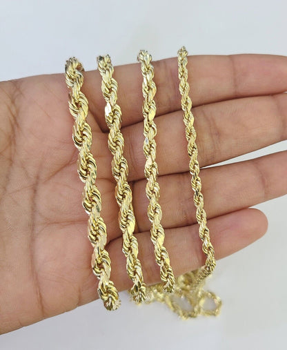 14K Yellow Gold Rope Chain Necklace – Real 14kt – 3mm to 6mm – 20" 22" 24" 26" – Unisex