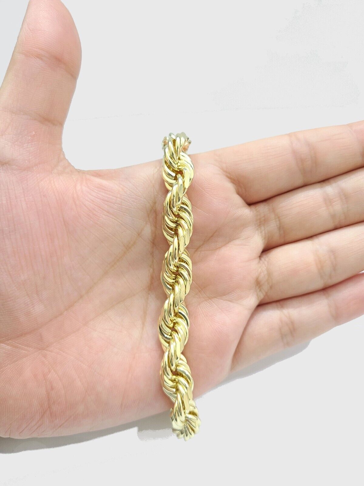 Real 10k Yellow Solid Gold 10mm Rope Bracelet 9 inch 10kt Men's