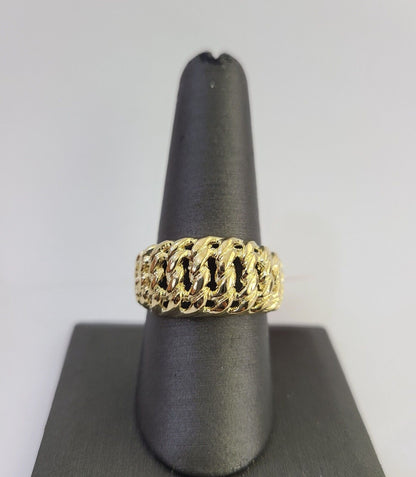 14K Gold Princesa Ring Bracelet 7" 7mm Real Yellow SET Flat Byzantine Link 14Kt All Sizes