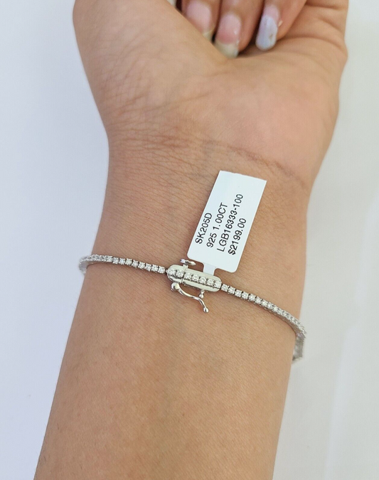 925 Sterling Silver Diamond Bracelet Women Ladies 7 Inch / Lab Grown Diamond