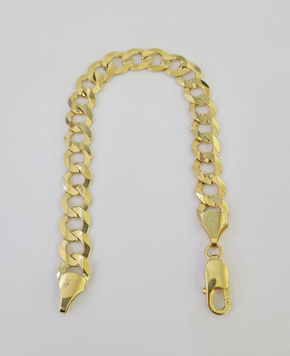10k Solid Cuban Curb Link Bracelet Gold 9.5mm 8 Inches Real Yellow Gold