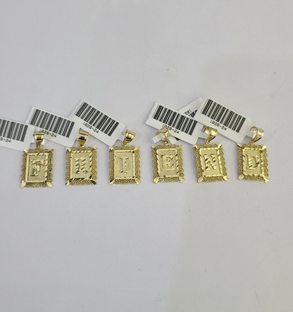 Front view of gold letter charm