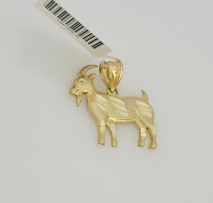 Real 10k Gold Franco Chain GOAT Charm pendant Set 2.5mm Necklace 22 Inch Men's