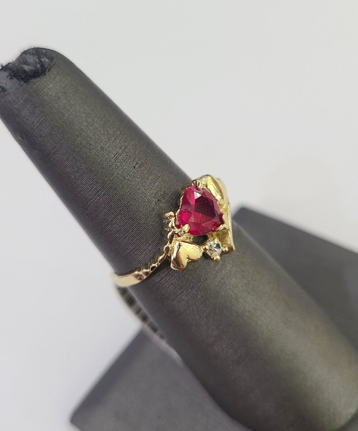 Real 10k Yellow Gold Hearts Ring For Ladies 10Kt Genuine All Sizes
