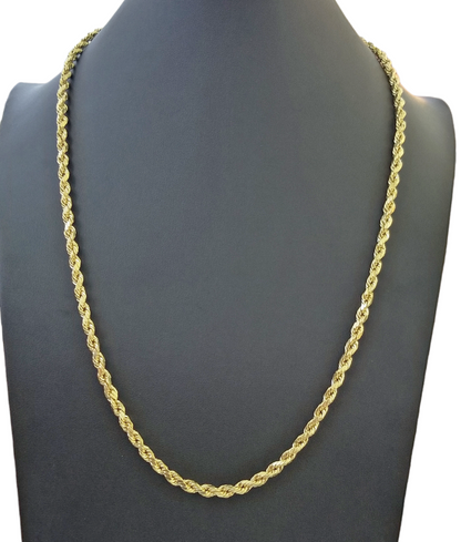 14K Yellow Gold Rope Chain Necklace – Real 14kt – 3mm to 6mm – 20" 22" 24" 26" – Unisex
