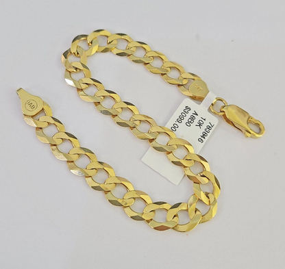 10k Solid Cuban Curb Link Bracelet Gold 7mm 7 Inches Women Real Yellow Gold