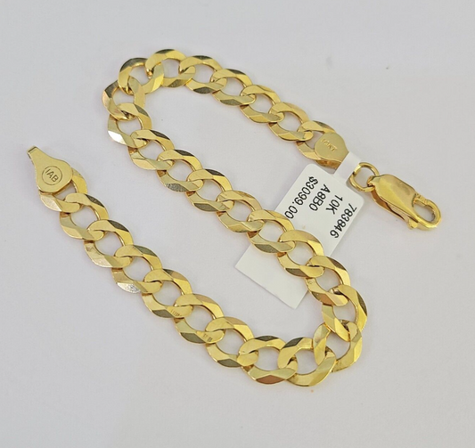 10k Solid Cuban Curb Link Bracelet Gold 7mm 7 Inches Women Real Yellow Gold