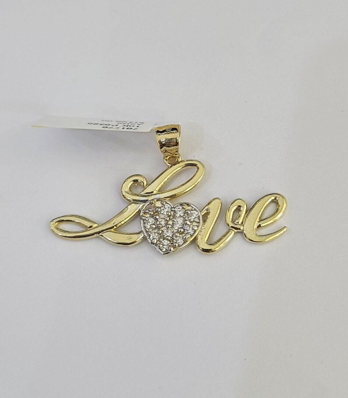 10k gold LOVE pendant bail close-up