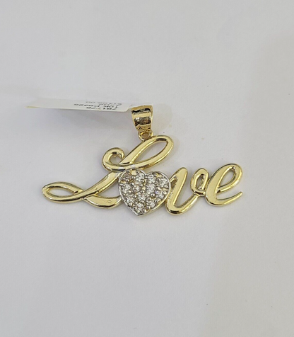 10k gold LOVE pendant bail close-up