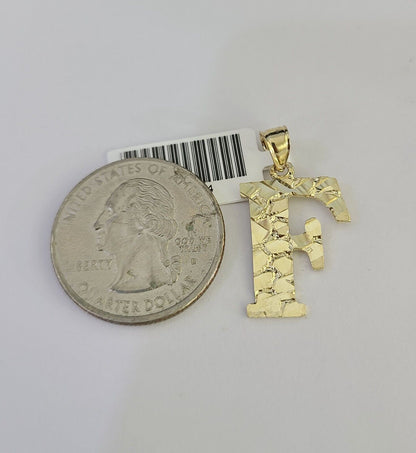 10k Initials Charm Pendant A-Z Alphabets Men Women Real Yellow Gold Genuine