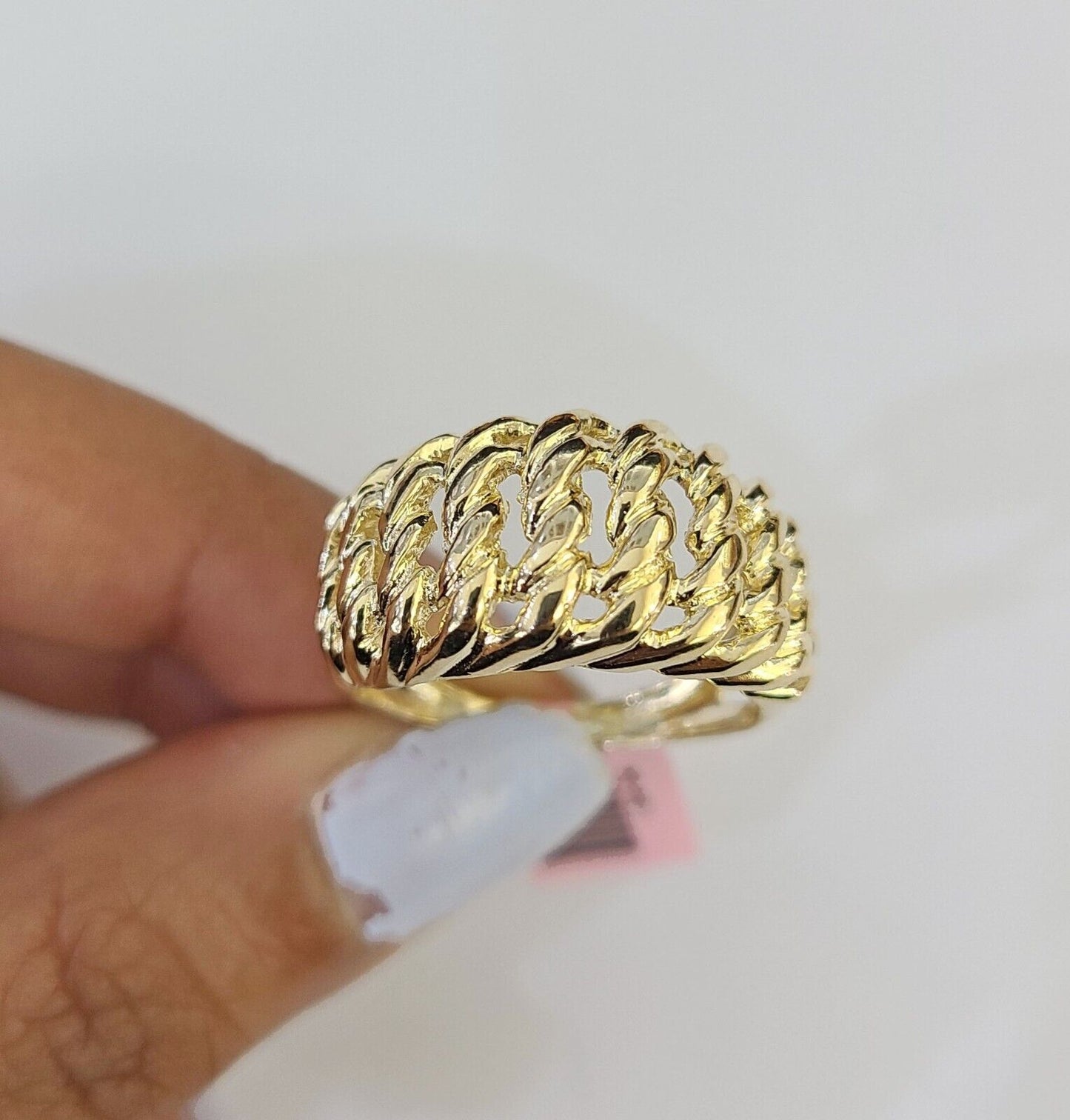 14K Gold Princesa Ring Bracelet 7" 7mm Real Yellow SET Flat Byzantine Link 14Kt All Sizes