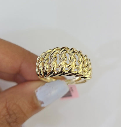 14K Gold Princesa Ring Bracelet 7" 7mm Real Yellow SET Flat Byzantine Link 14Kt All Sizes