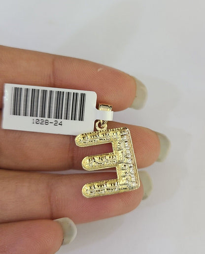 10k Gold Initial E Charm Rope Chain 16"-26" 2.5mm SET Necklace Alphabet Pendant