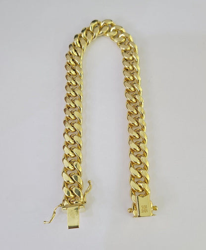 Real 10k Miami Cuban Link Bracelet Gold 10mm 8" Box Lock 10kt Yellow Gold
