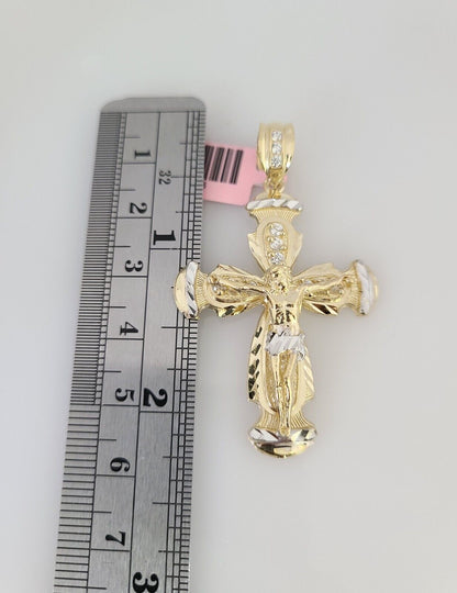 14k Gold Rope Chain Necklace Set 6mm Jesus Cross Charm Pendant 18"-28" inch