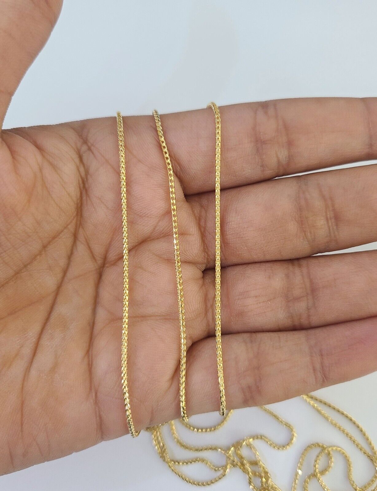 18K Solid Franco Chain Necklace 20" 22" 24" 1mm Yellow Gold Real