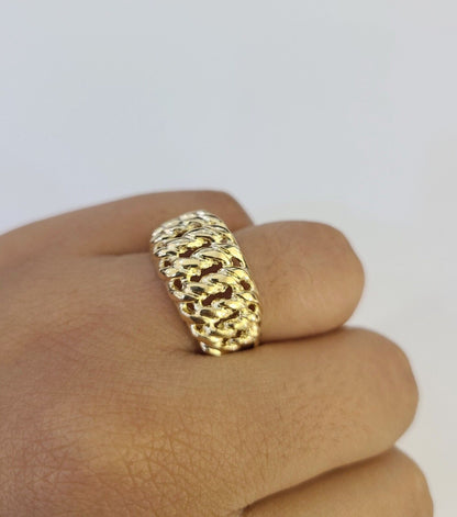 14K Gold Princesa Ring Bracelet 7" 7mm Real Yellow SET Flat Byzantine Link 14Kt All Sizes
