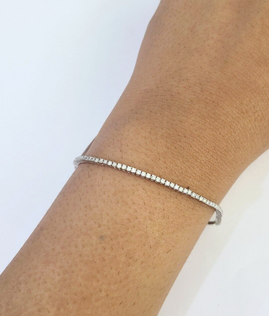 925 Sterling Silver Diamond Bracelet Women Ladies 7 Inch / Lab Grown Diamond