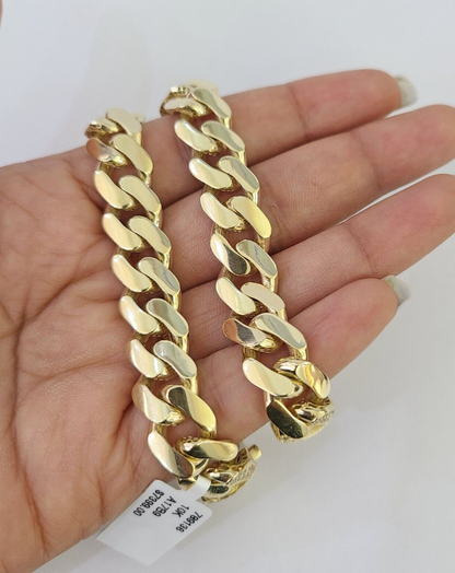 Real 10K Royal Monaco Bracelet Yellow Gold 8.5" Box Clasp 11mm Genuine Mens
