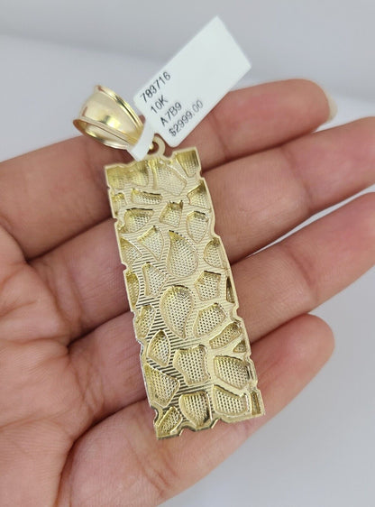 10k Gold Byzantine Chain Nugget Charm Pendant SET REAL 10kt 3mm 18"-28" 10Kt