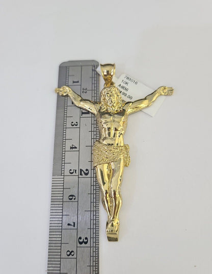 10k Solid Rope Chain Jesus Full Body Charm Set 4mm 20"-28" Necklace Gold Yellow