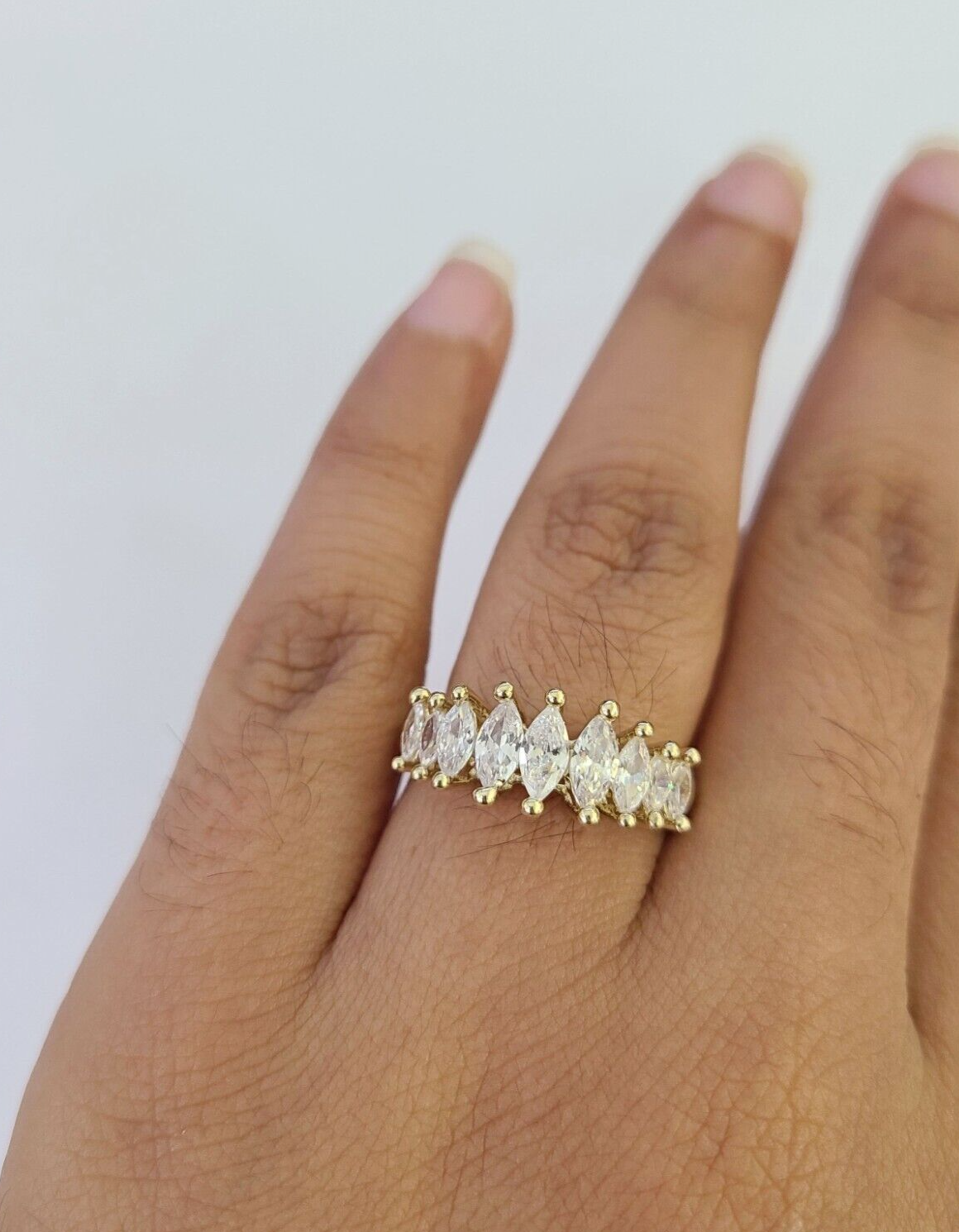 Real 10k Yellow Gold Ring With Stones For Ladies / Women 10Kt Genuine All Sizes