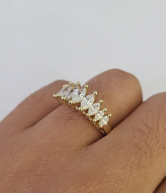 Real 10k Yellow Gold Ring With Stones For Ladies / Women 10Kt Genuine All Sizes