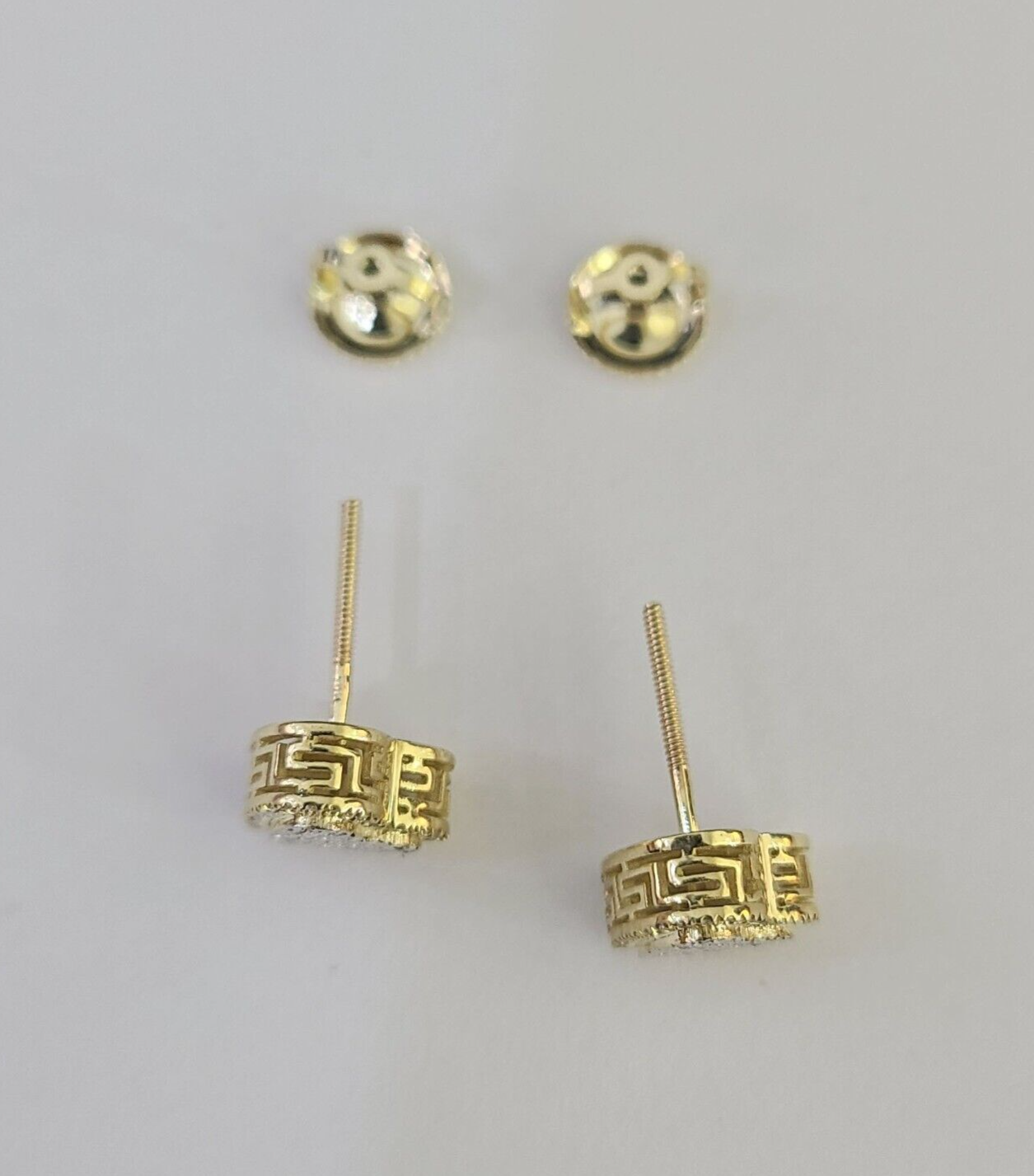 10k Heart Diamond Earrings Real Screw-Back Ladies / Women Studs Yellow Gold
