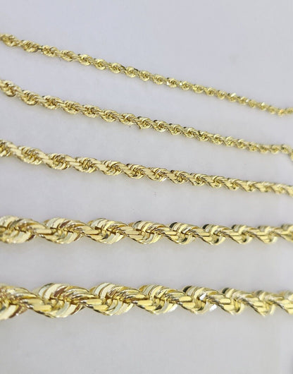 Real 10k Solid Gold Rope Chain Necklace 2.5mm-7mm Men Women Yellow 10kt