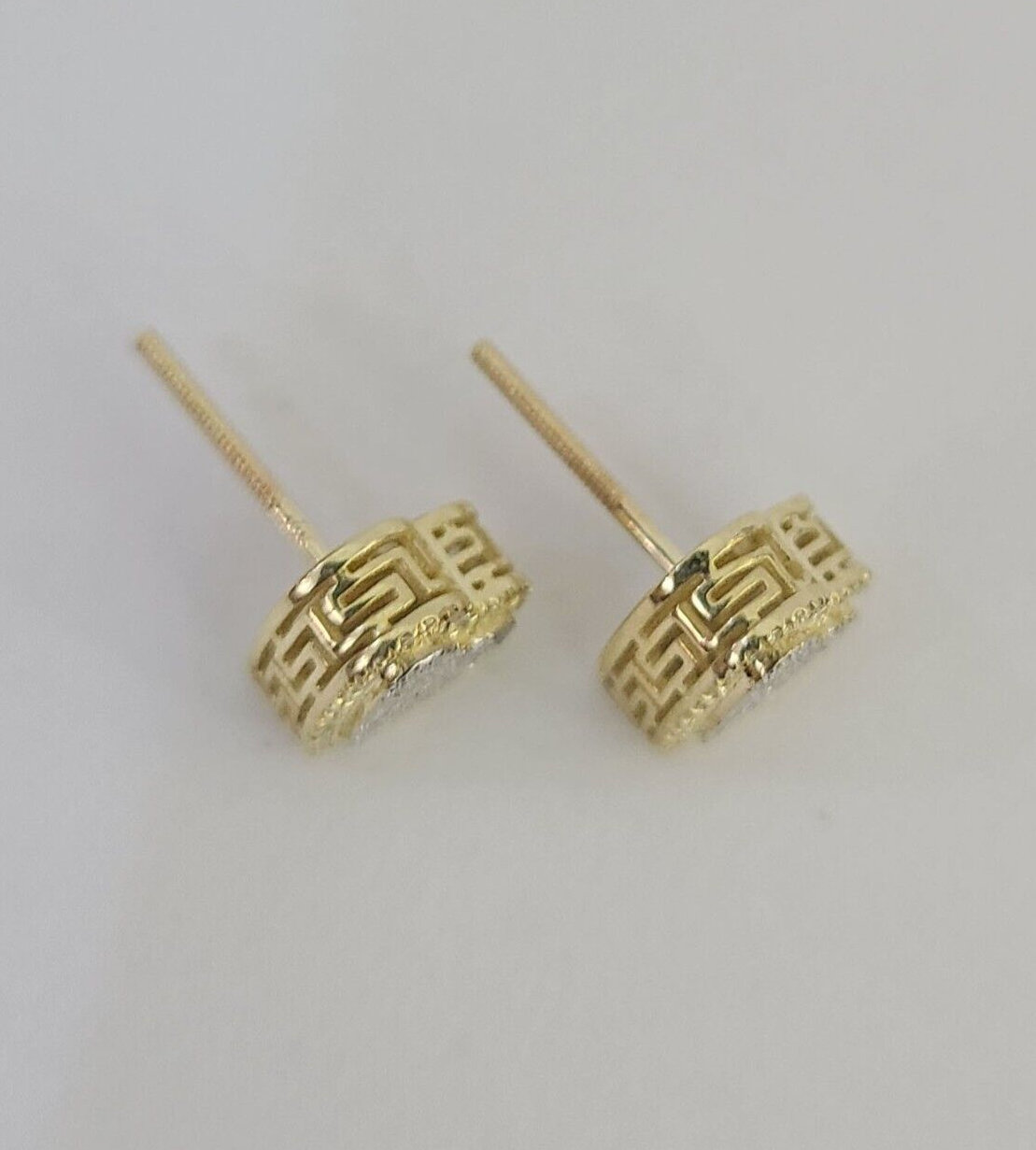 10k Heart Diamond Earrings Real Screw-Back Ladies / Women Studs Yellow Gold