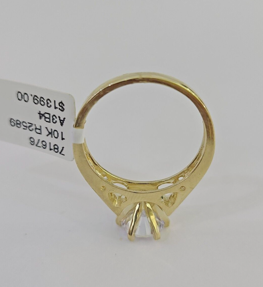 Real 10k Yellow Gold Ring Wedding Engagement Casual 10Kt Genuine All Sizes , For Ladies